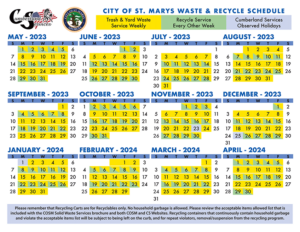 Cumberland Services City of St. Marys 2023-2024 Waste & Recycling Schedule